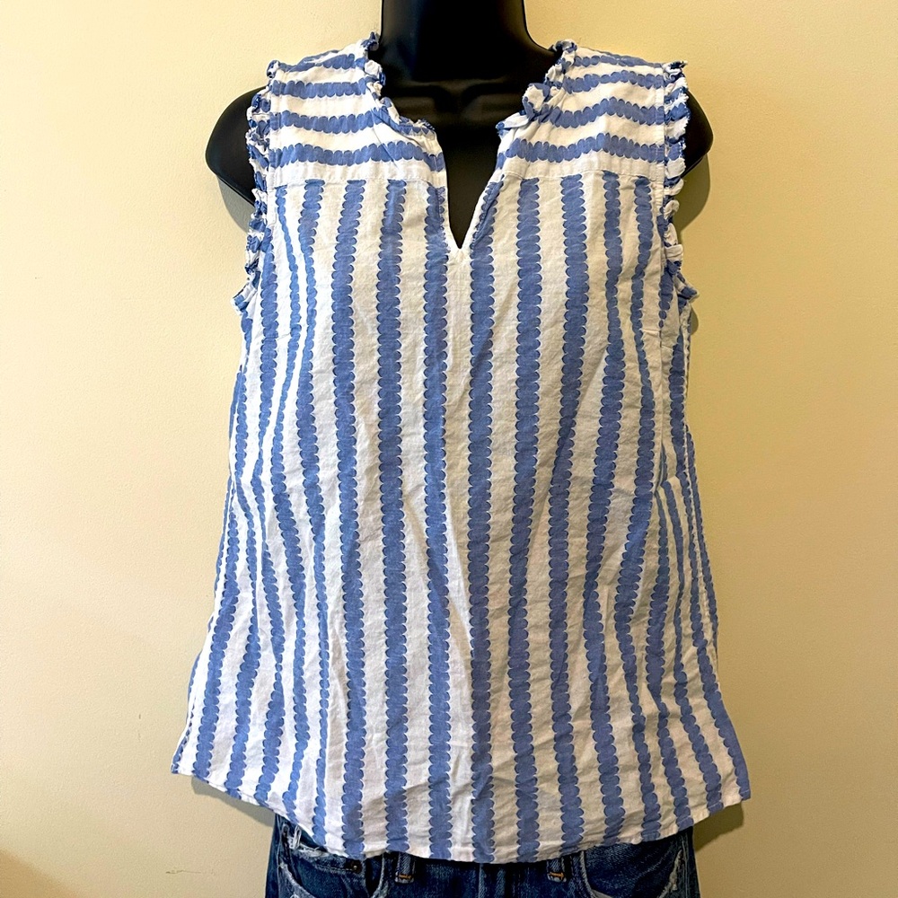 Medium Talbots white and blue striped top